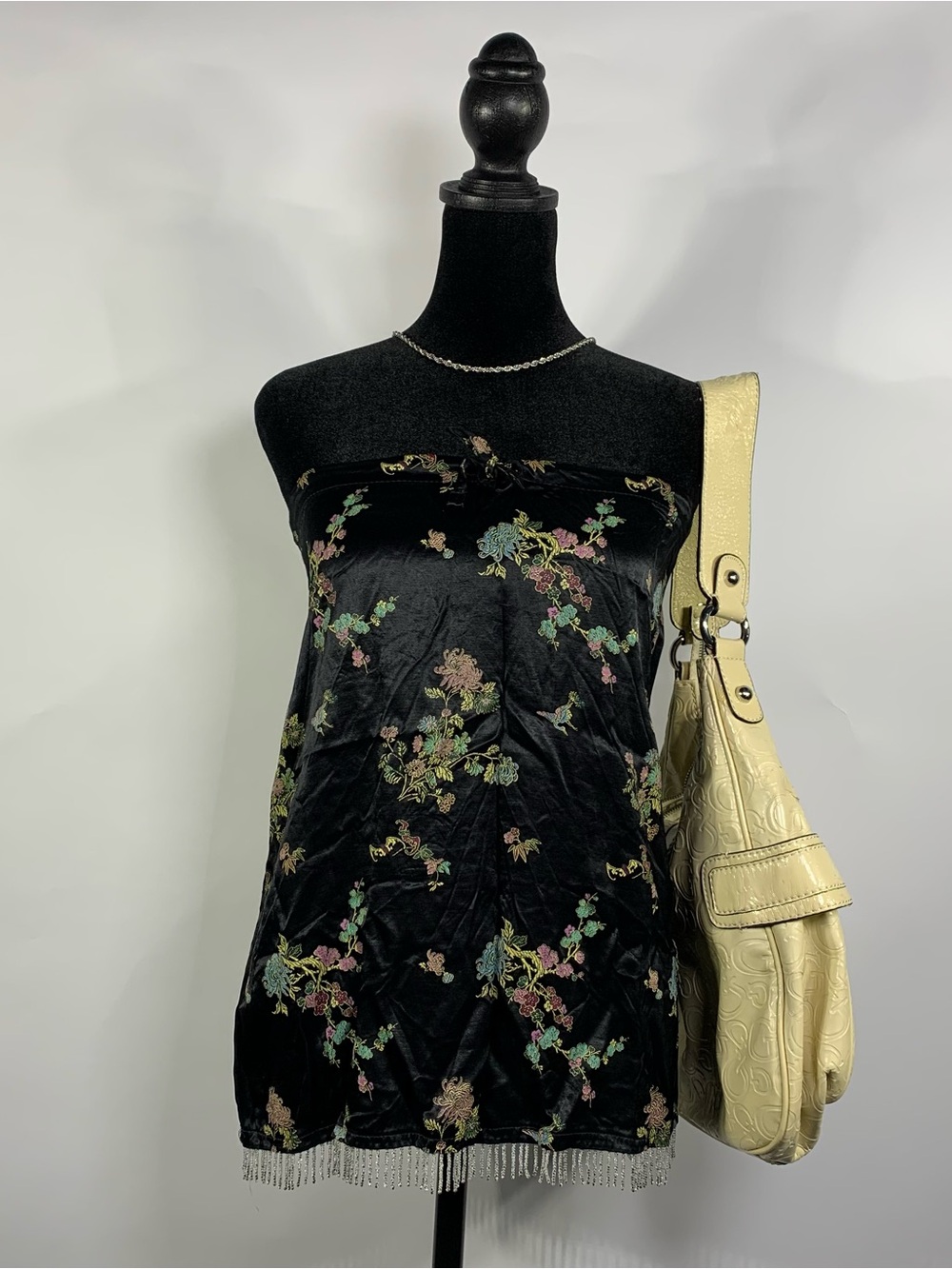 Y2K Limited Too Black Satin Floral Mini Skirt Top Kids 10 / Women’s XXS - XS